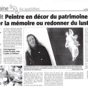 Article de presse Christine Biard-Feltre, peintre en décor du patrimoine
