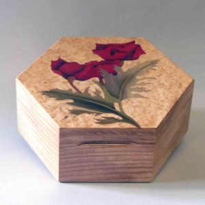 Coffret à bijoux en bois - décor en marqueterie