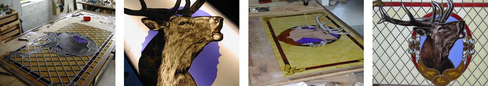 Quelques images prises à la réalisation d'un vitrail sur le brame du cerf